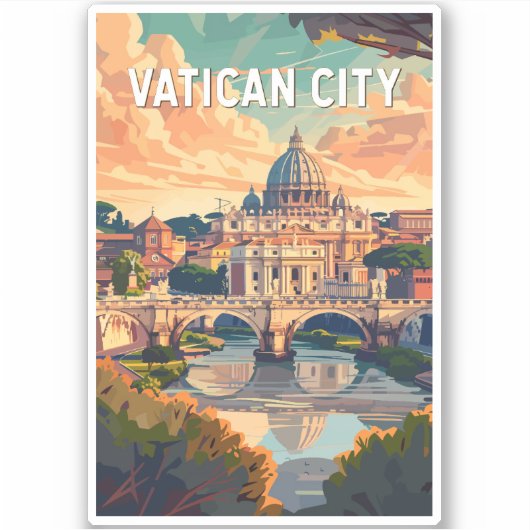 Vaticaanstad Reizen Kunst Vintage Sticker (Voorkant)