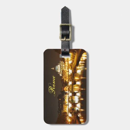 Vaticaanstad Rome, Italië 's nachts Bagagelabel (Voorkant verticaal)