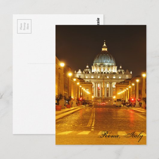 Vaticaanstad Rome, Italië 's nachts Briefkaart (Voorkant / Achterkant)