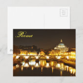 Vaticaanstad Rome, Italië 's nachts Briefkaart (Voorkant / Achterkant)