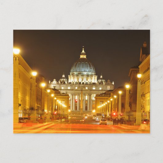 Vaticaanstad Rome, Italië 's nachts Briefkaart (Voorkant)