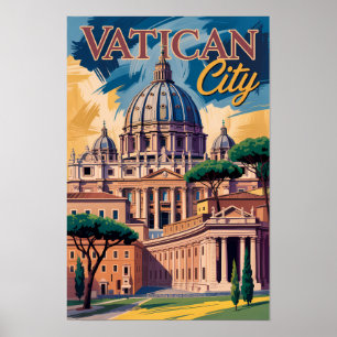 Vaticaanstad Schilderachtige Illustratie Reis Kuns Poster