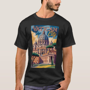 Vaticaanstad Schilderachtige Illustratie Reis Kuns T-shirt