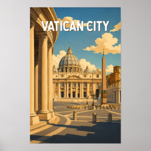 Vaticaanstad Sint-Pietersplein Illustratie Reizen Poster