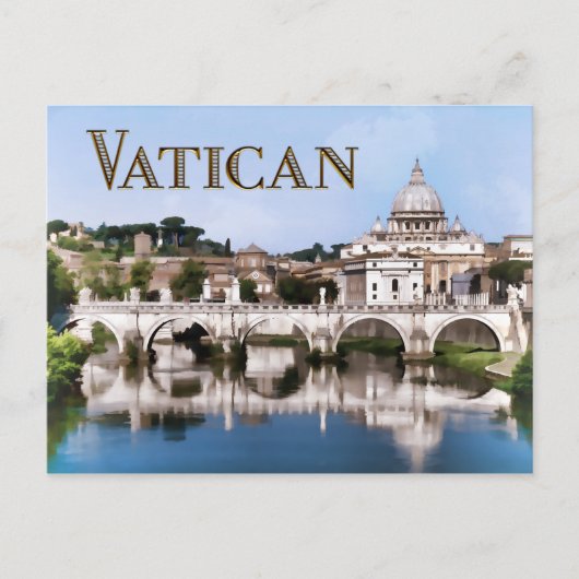 Vaticaanstad vanuit Tiber River    textVATICAN Briefkaart (Voorkant)