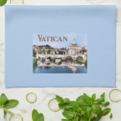 Vaticaanstad vanuit Tiber River textVATICAN Theedoek (Gevouwen)