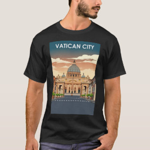 Vaticaanstad Vintage Minimal Retro Travel Poster T-shirt