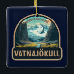 Vatnajokull Nationaal Park IJsland Reizen  Keramisch Ornament<br><div class="desc">Vatnajökull vector kunstontwerp. Het gebied wordt gekenmerkt door massieve gletsjers,  ijsgrotten,  besneeuwde bergtoppen,  actieve geothermische gebieden en rivieren,  waaronder Jökulsárlón.</div>