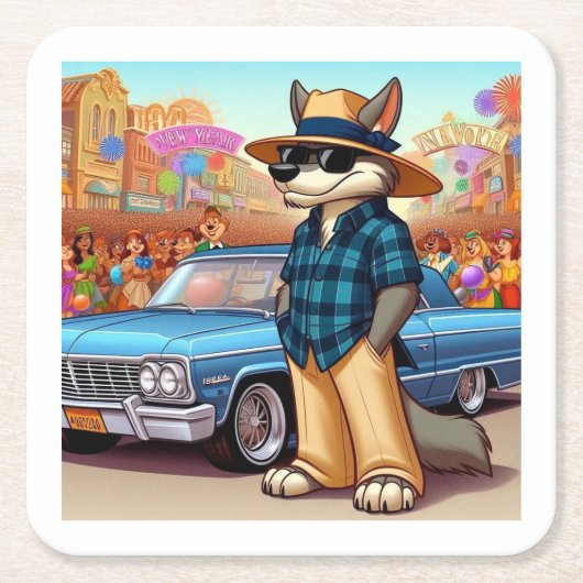 Vato Lobo "Nieuw Jaar" Kartonnen Onderzetters (Voorkant)