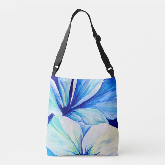Vattenfärgen Persian Blue Flower Petals Mönster Crossbody Tas (Achterkant)
