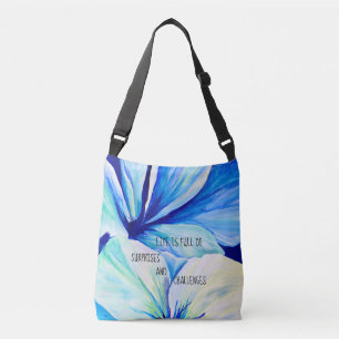 Vattenfärgen Persian Blue Flower Petals Mönster Crossbody Tas