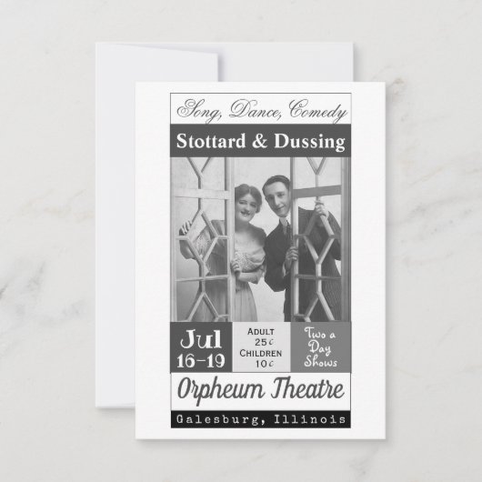 Vaudeville Show, Stottard & Dussing Bedankkaart (Voorkant)