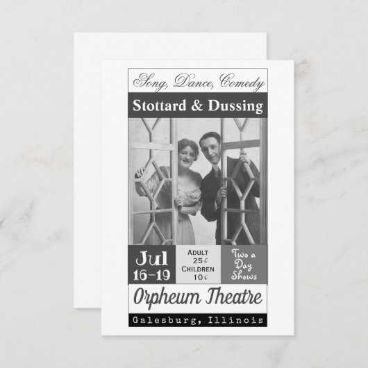 Vaudeville Show, Stottard & Dussing Bedankkaart (Voorkant / Achterkant)