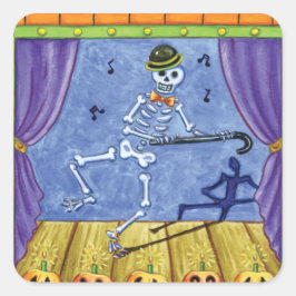 Vaudeville-skelet Vierkante Sticker