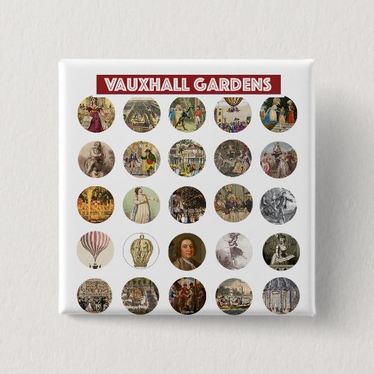 Vauxhall Gardens Vierkante Knop Button 5,1 Cm (Voorkant)