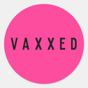 Vaxel   Covid-19 gevaccineerd vun neonroze Ronde Sticker
