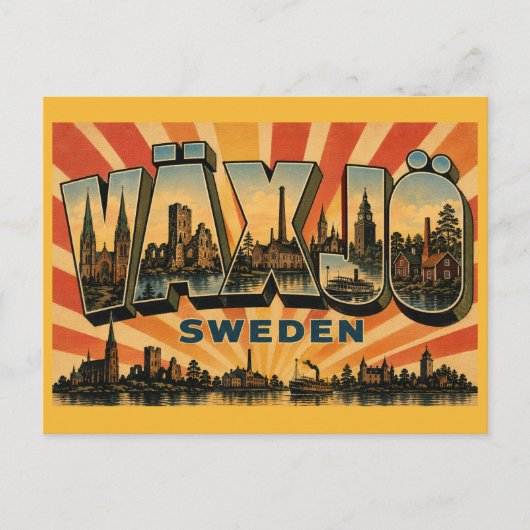Växjö Zweden Meren & Ruïnes Briefkaart (Voorkant)