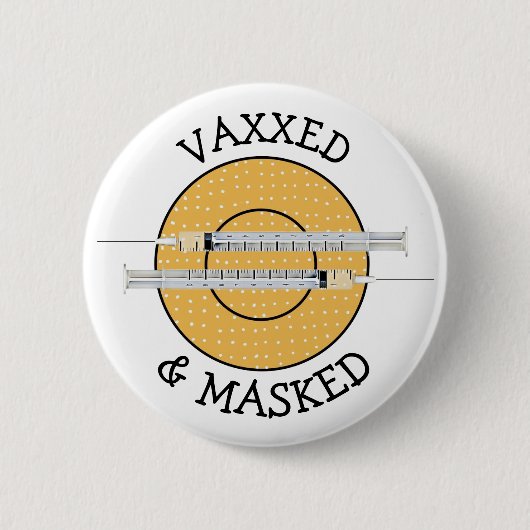 Vaxxed en gemaskeerd tegen Covid-19 Button (Voorkant)