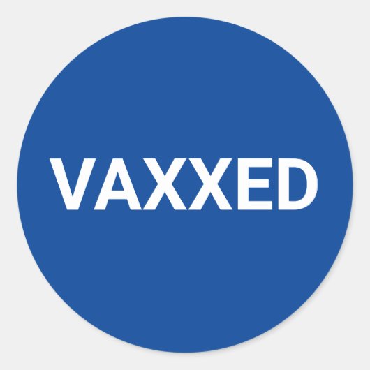 Vaxxed gevaccineerd blauw en wit ronde sticker (Voorkant)