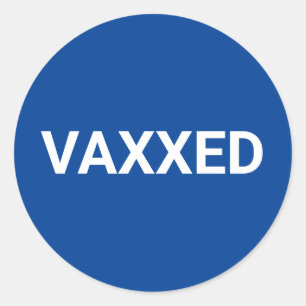 Vaxxed gevaccineerd blauw en wit ronde sticker