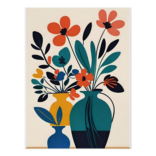 Vazen met bloemen in Matisse-stijl Perfect Poster (Voorkant)