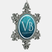 VB Virginia Beach on Blue Water Background Tin Sneeuwvlok Ornament (Links)