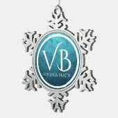 VB Virginia Beach on Blue Water Background Tin Sneeuwvlok Ornament (Rechts)