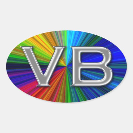 VB Virginia Beach Psychodelic Colours Oval Logo Ovale Sticker (Voorkant)