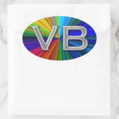 VB Virginia Beach Psychodelic Colours Oval Logo Ovale Sticker (Tas)