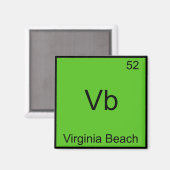 Vb - Virginia Beach Stad Chemie Element Symbool Magneet (Voorkant / Achterkant)