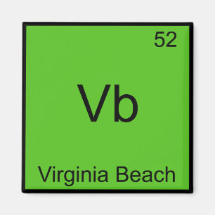 Vb - Virginia Beach Stad Chemie Element Symbool Magneet