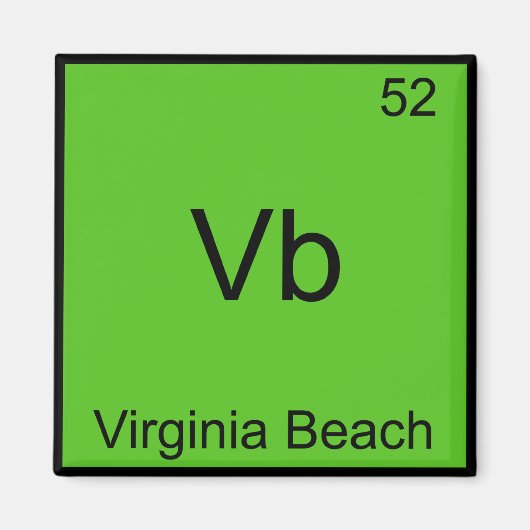 Vb - Virginia Beach Stad Chemie Element Symbool Magneet (Voorkant)