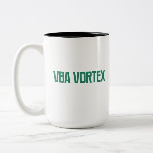 VBA Vortex | Excel Macro Automatisering Expert Des Tweekleurige Koffiemok (Links)