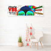 VBS adverteert banner, Binocles, Kleurrijke Tekst Spandoek (Insitu)