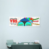 VBS adverteert banner, Binocles, Kleurrijke Tekst Spandoek (Beurs)