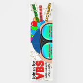 VBS adverteert banner, Binocles, Kleurrijke Tekst Spandoek (Verticaal)