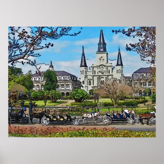 VCathedral, Jackson Square, New Orleans Poster (Voorkant)