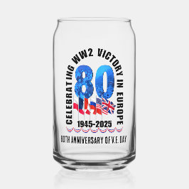VE DAY 80e Jubileum Overwinning in Europa WO2 Blikvorm Glas