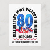 VE DAY 80e Jubileum Overwinning in Europa WO2 Feestdagenkaart (Voorkant)