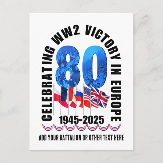 VE DAY 80e Jubileum Overwinning in Europa WO2 Feestdagenkaart (Voorkant)