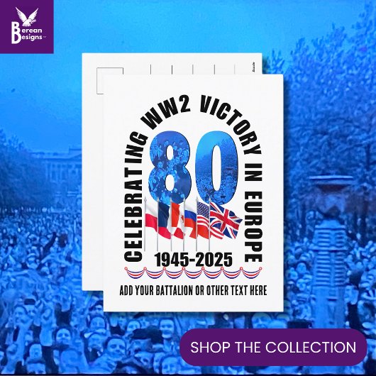 VE DAY 80e Jubileum Overwinning in Europa WO2 Feestdagenkaart