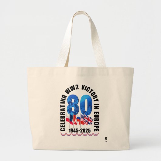 VE DAY 80e Jubileum Overwinning in Europa WO2 Grote Tote Bag (Voorkant)