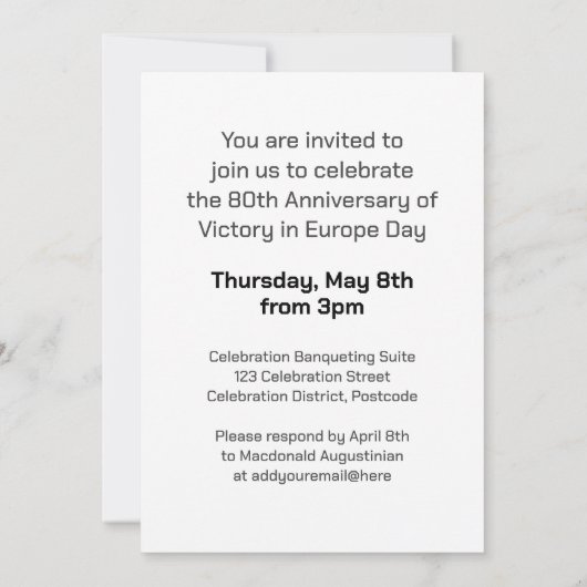 VE DAY 80e Jubileum Overwinning in Europa WO2 Kaart (Achterkant)
