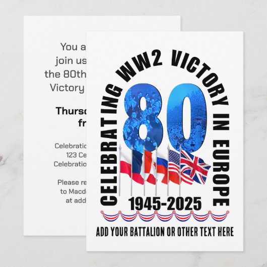 VE DAY 80e Jubileum Overwinning in Europa WO2 Kaart (Voorkant / Achterkant)