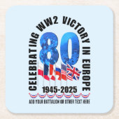 VE DAY 80e Jubileum Overwinning in Europa WO2 Kartonnen Onderzetters (Voorkant)
