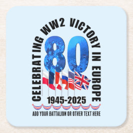 VE DAY 80e Jubileum Overwinning in Europa WO2 Kartonnen Onderzetters