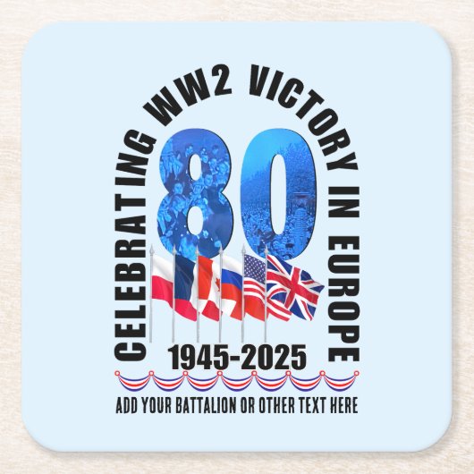 VE DAY 80e Jubileum Overwinning in Europa WO2 Kartonnen Onderzetters (Voorkant)