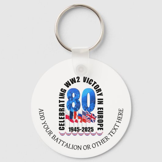 VE DAY 80e Jubileum Overwinning in Europa WO2 Sleutelhanger (Voorkant)