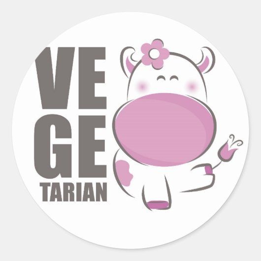 Ve Ge Tarian (roze Koe) Ronde Sticker (Voorkant)