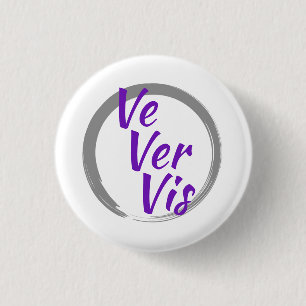 Ve Ver Vis Pronouns met grijze kwast cirkel Ronde Button 3,2 Cm